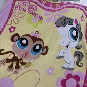 2008 Hasbro LPS Littlest Pet Shop Fleece Throw Blanket Turtle Monkey Horse Y2K